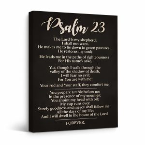 Psalm 23 Bible Verse Framed Canvas Wall Art - Spiritual Home Decor
