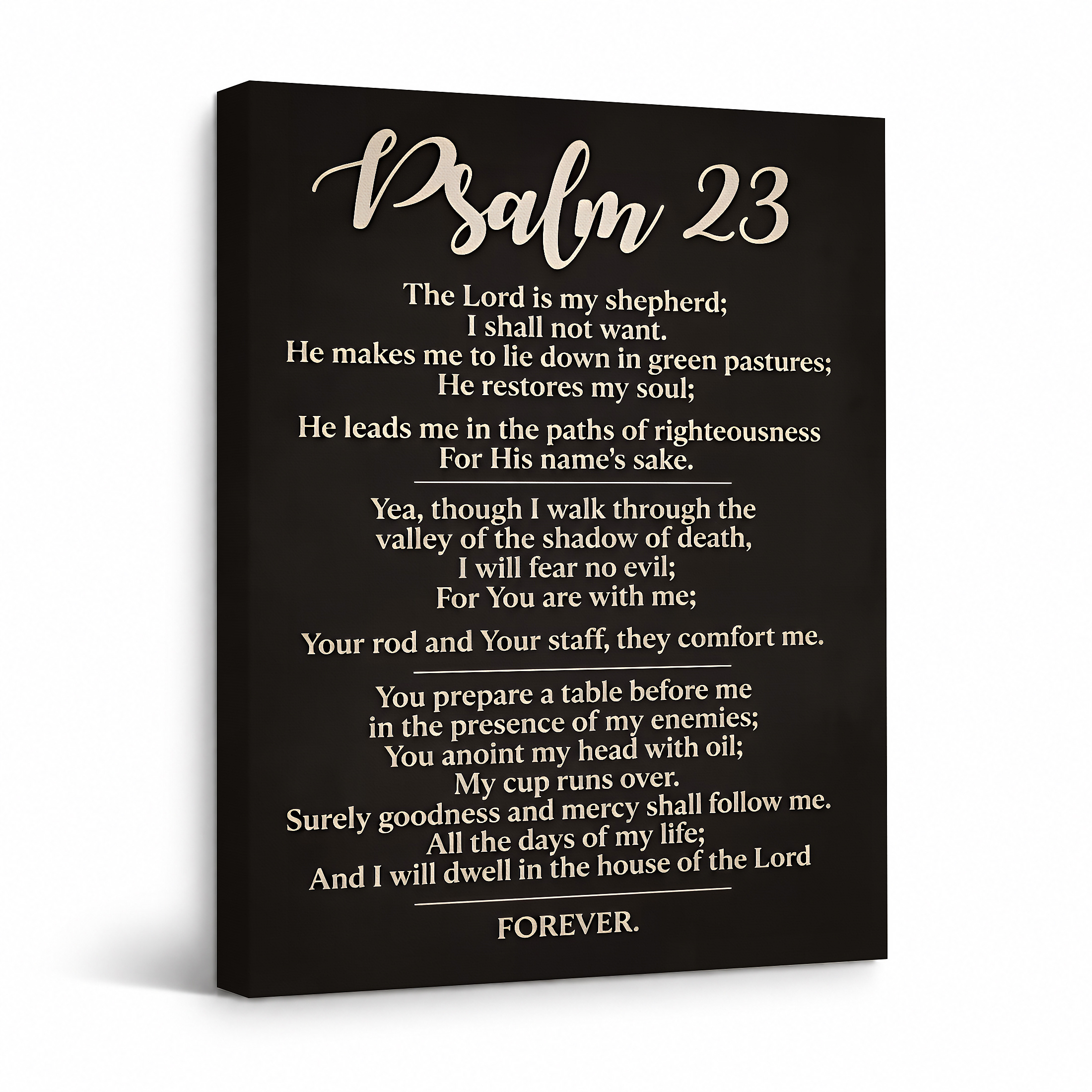 Psalm 23 Bible Verse Framed Canvas Wall Art - Spiritual Home Decor