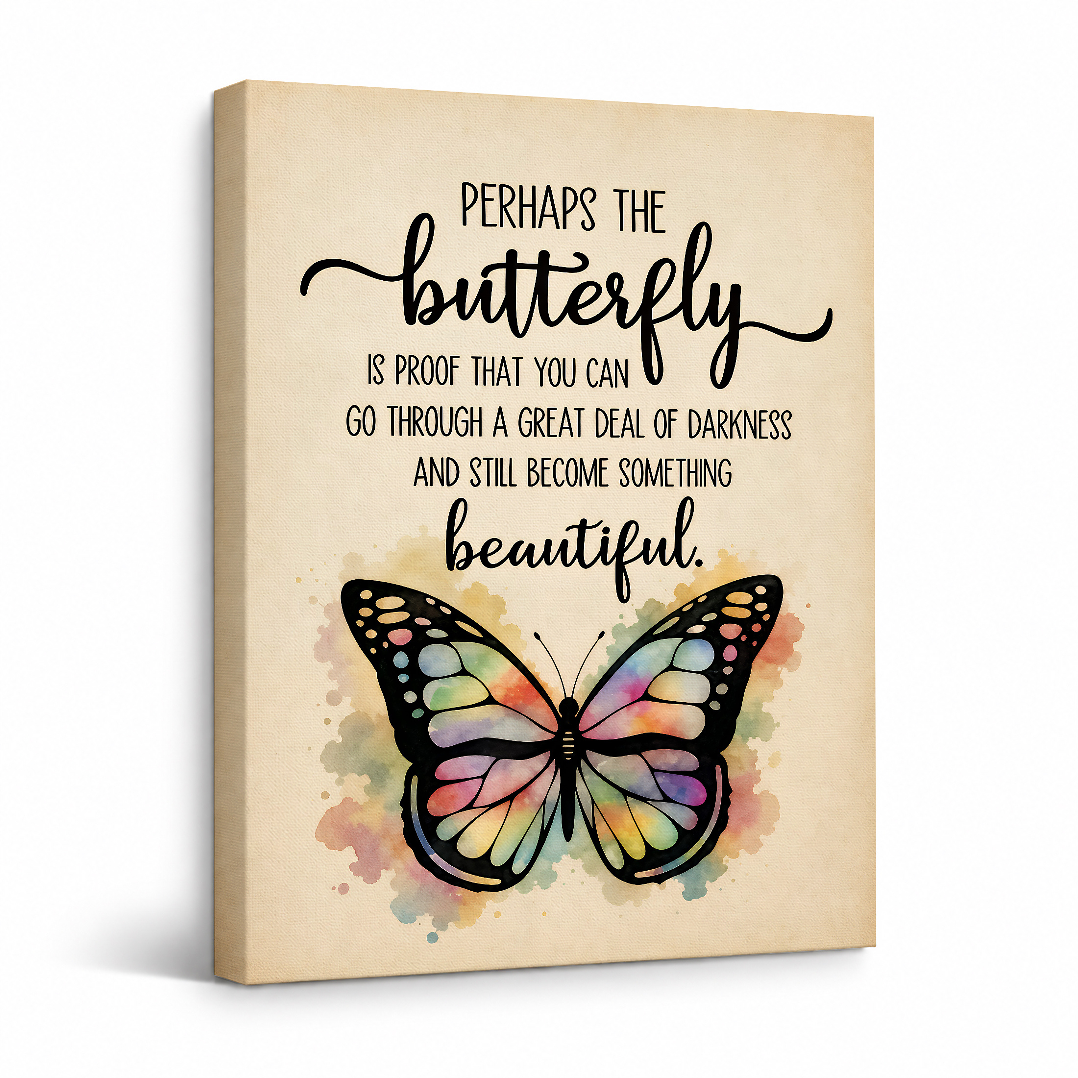 Butterfly Inspirational Framed Canvas Wall Art - Uplifting Home Decor