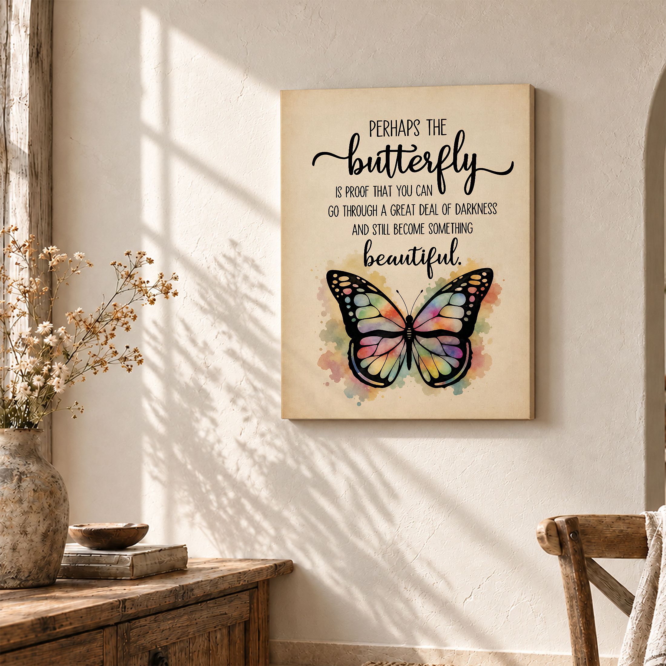 Butterfly Inspirational Framed Canvas Wall Art - Uplifting Home Decor - Image 3
