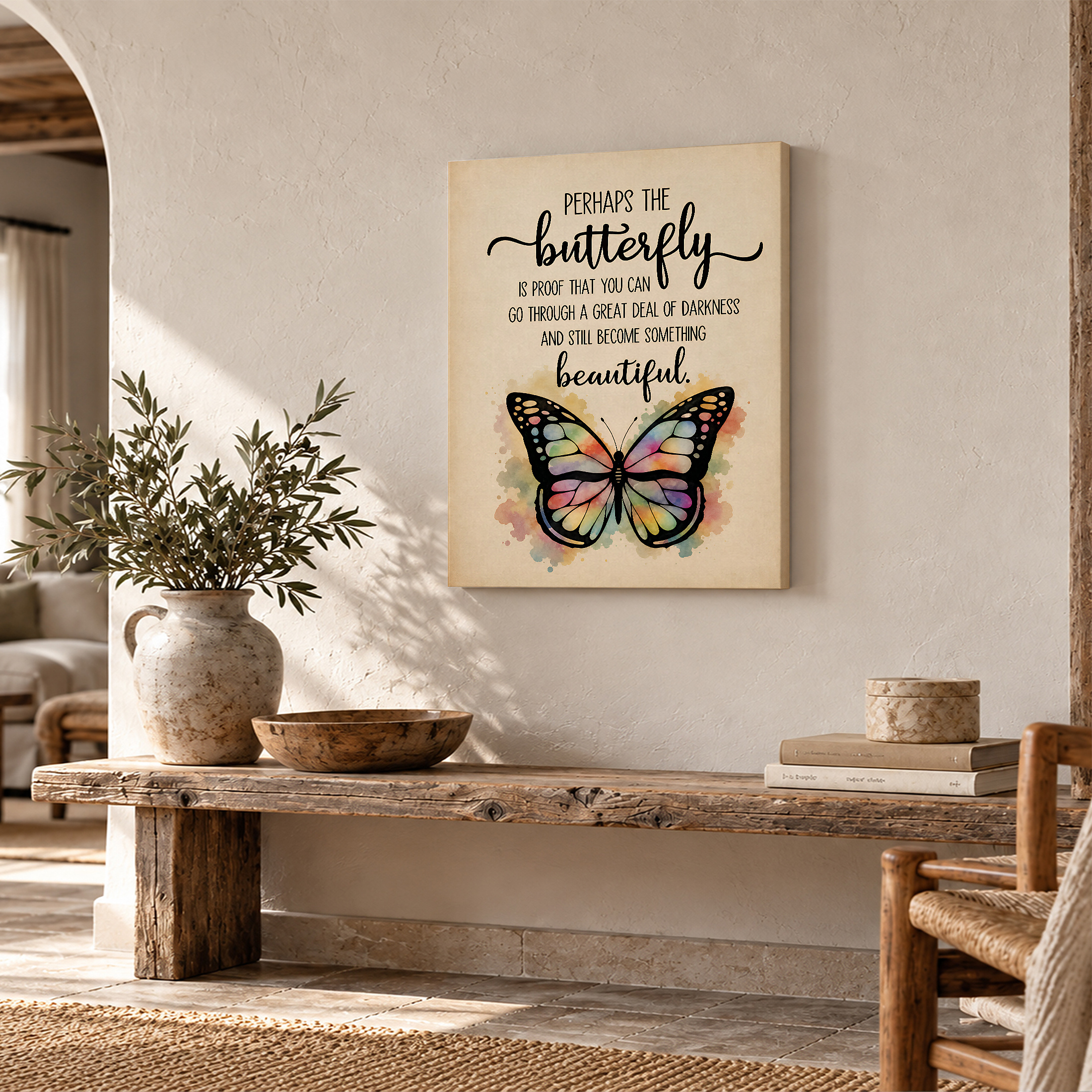 Butterfly Inspirational Framed Canvas Wall Art - Uplifting Home Decor - Image 2