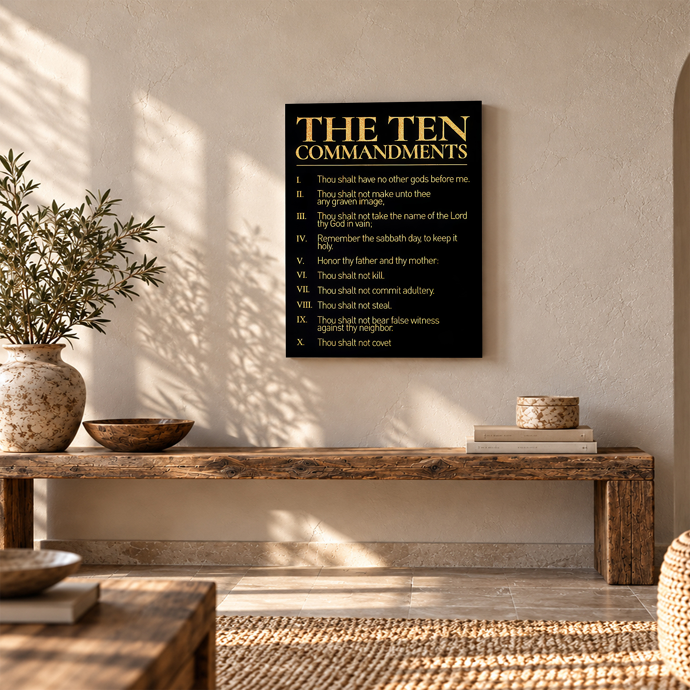 Black & Gold Ten Commandments Framed Canvas Wall Art - Ready to Hang - Image 5