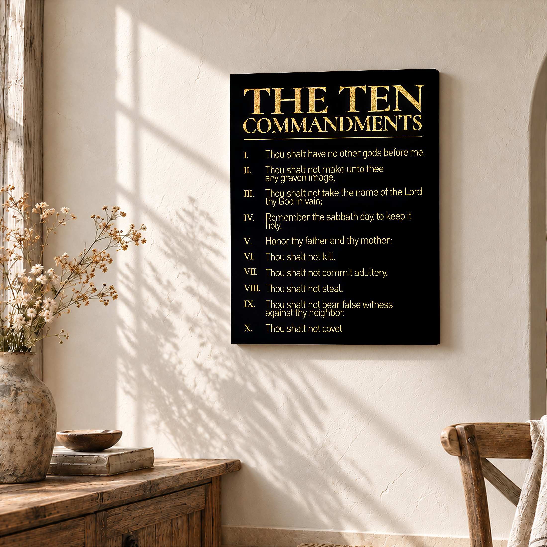 Black & Gold Ten Commandments Framed Canvas Wall Art - Ready to Hang - Image 3