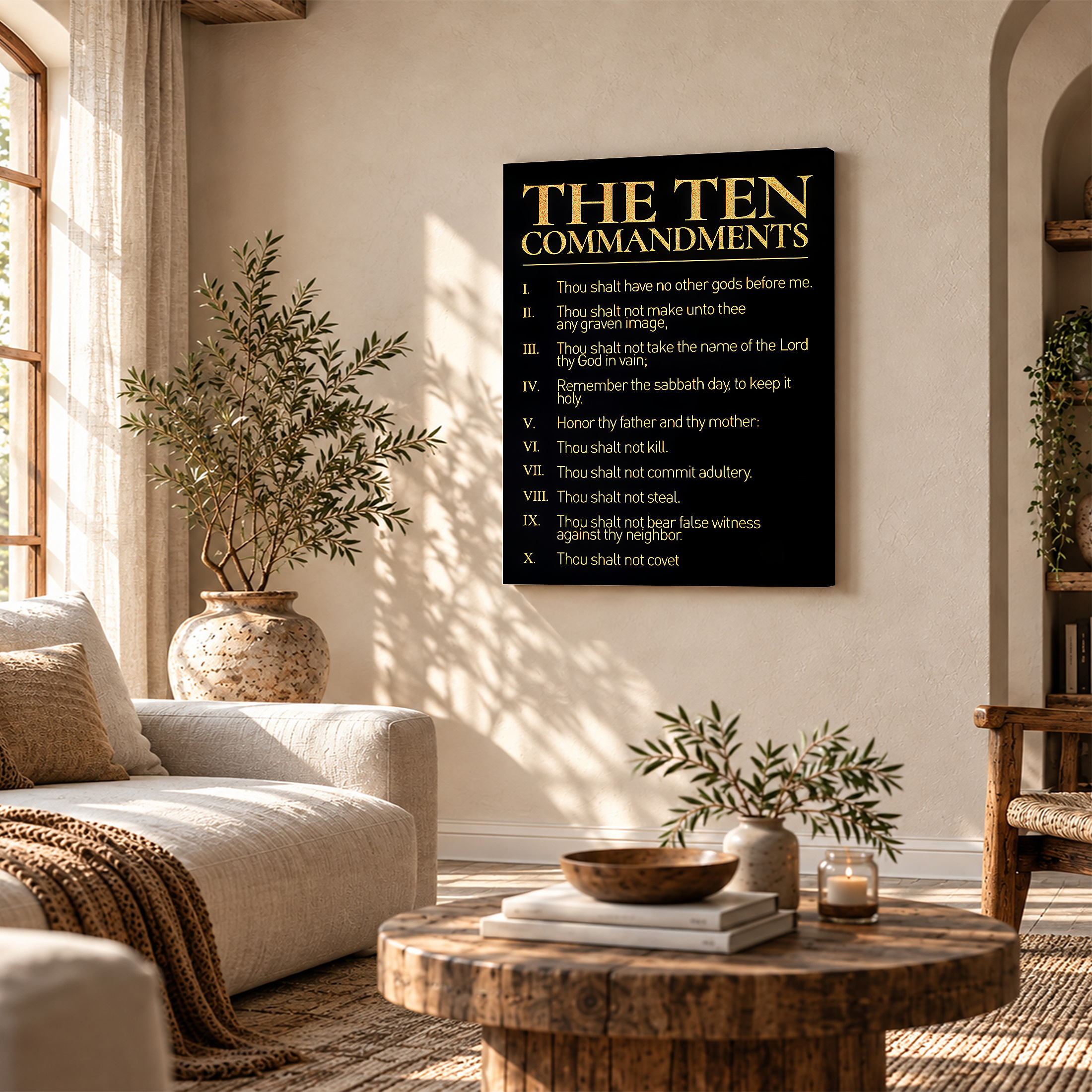 Black & Gold Ten Commandments Framed Canvas Wall Art - Ready to Hang - Image 4