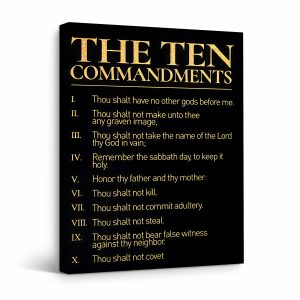 Black & Gold Ten Commandments Framed Canvas Wall Art - Ready to Hang