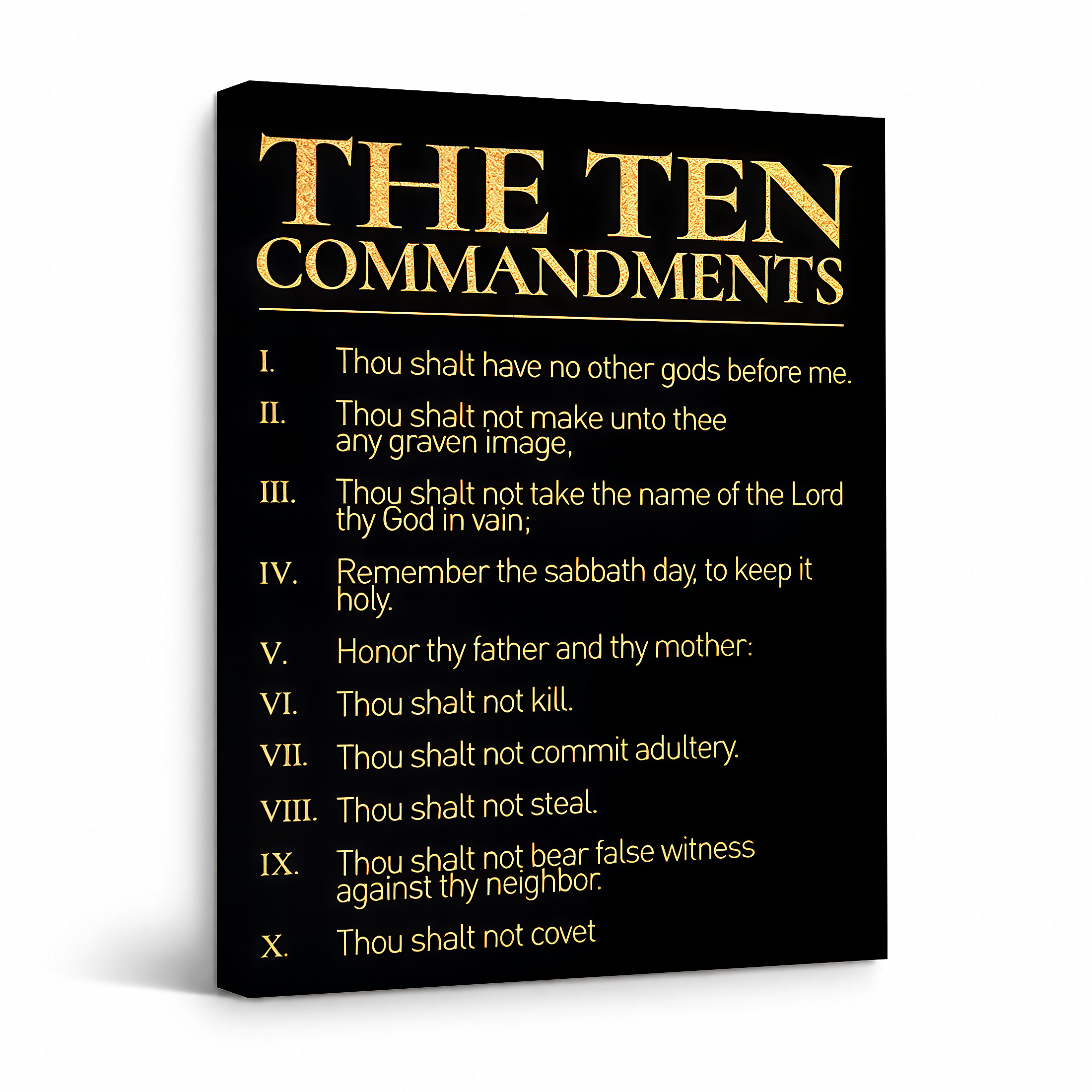 Black & Gold Ten Commandments Framed Canvas Wall Art - Ready to Hang