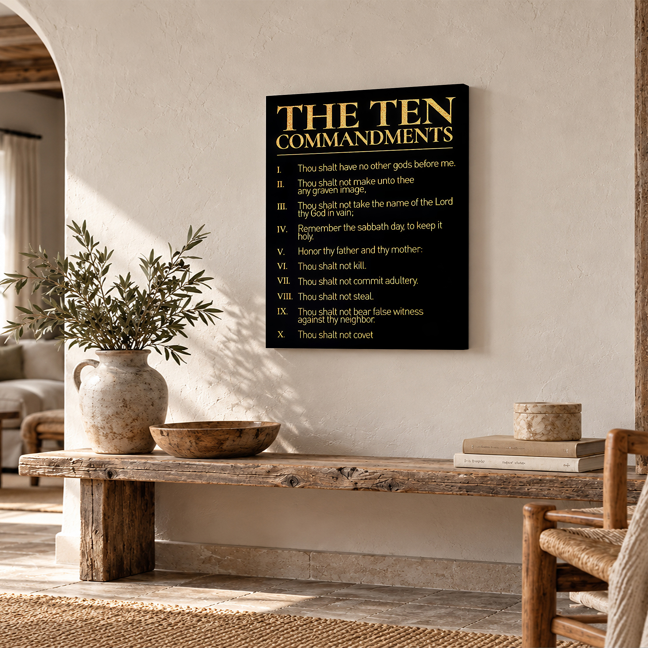 Black & Gold Ten Commandments Framed Canvas Wall Art - Ready to Hang - Image 2