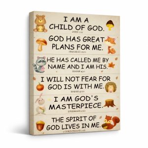Bible Verses for Kids Animal Illustrations Framed Canvas Wall Art