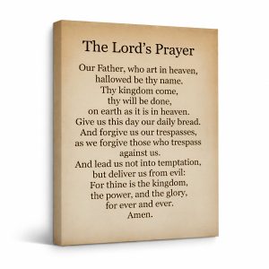 Framed Canvas Wall Art: Serene Lord's Prayer Scripture Art for Spiritual Home Decor