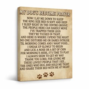 My Dog's Bedtime Prayer Framed Canvas Wall Art - Humorous Pet Decor