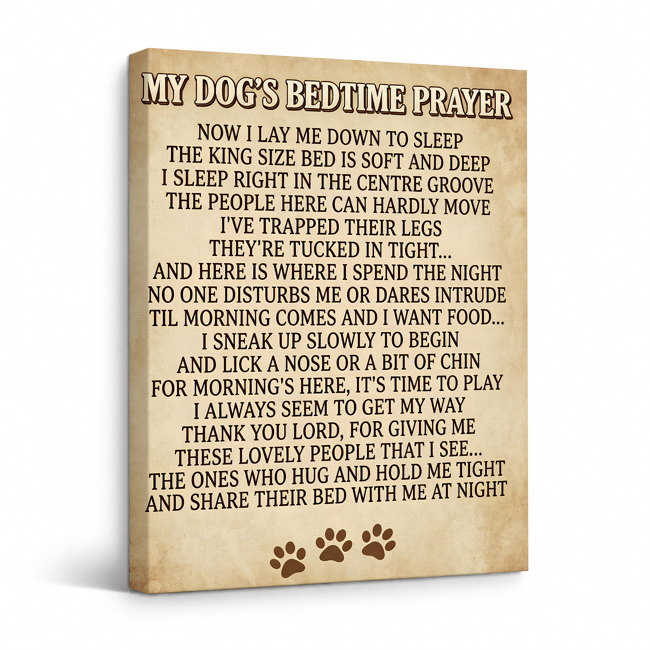 My Dog's Bedtime Prayer Framed Canvas Wall Art - Humorous Pet Decor