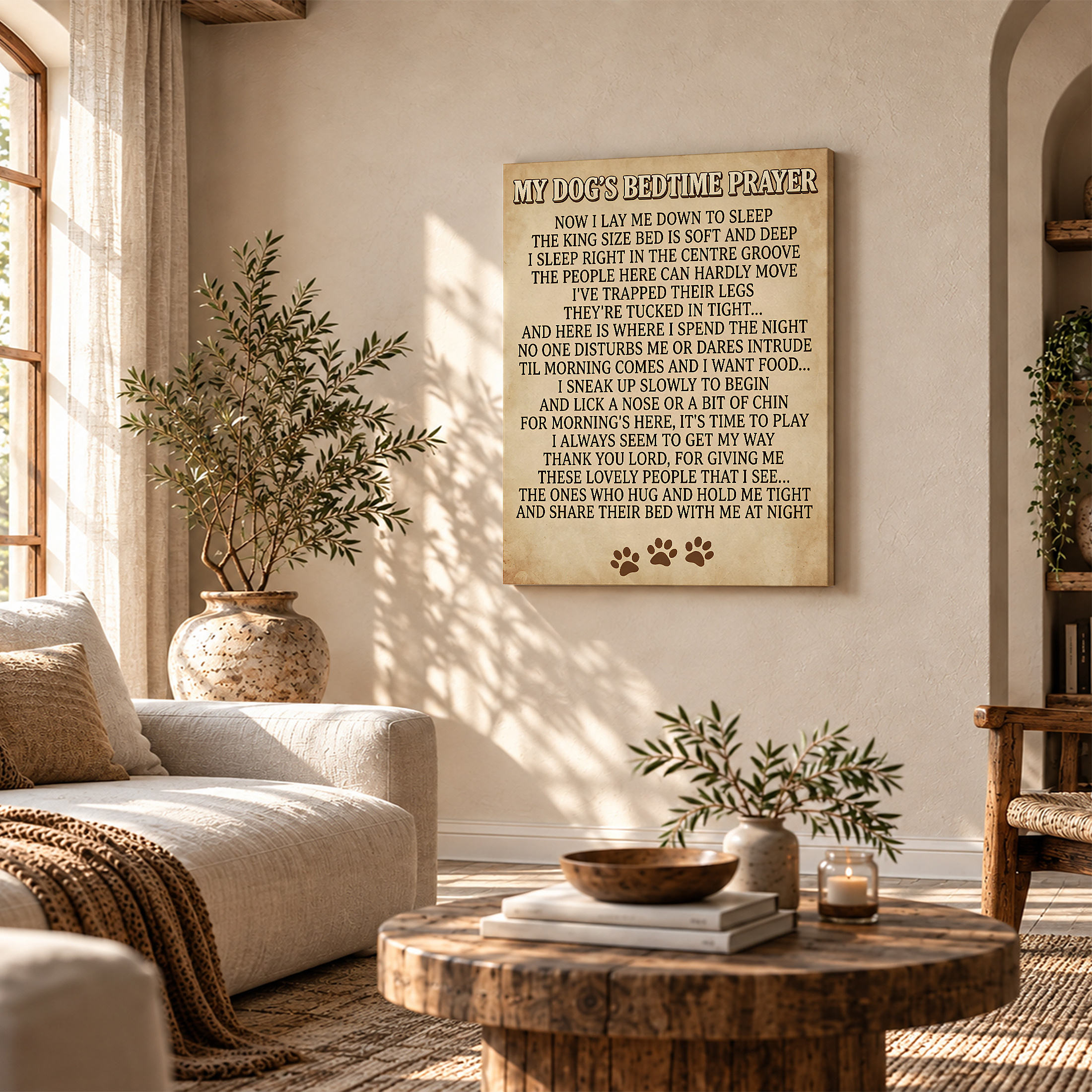 My Dog's Bedtime Prayer Framed Canvas Wall Art - Humorous Pet Decor - Image 4
