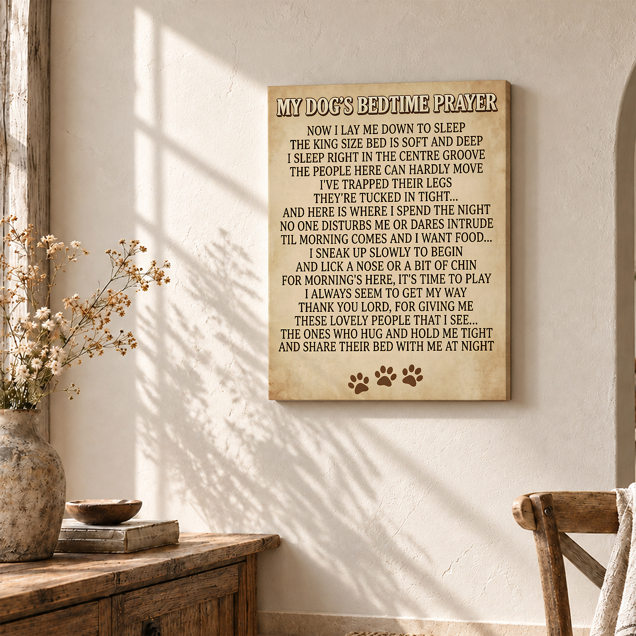My Dog's Bedtime Prayer Framed Canvas Wall Art - Humorous Pet Decor - Image 3