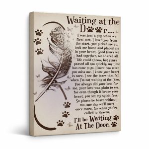 Waiting at the Door Feather & Paw Print Framed Canvas Wall Art