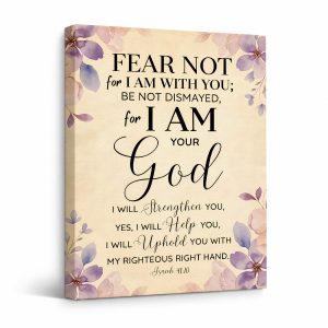 Floral Bible Verse Framed Canvas Wall Art - Isaiah 41:10 Inspirational Decor