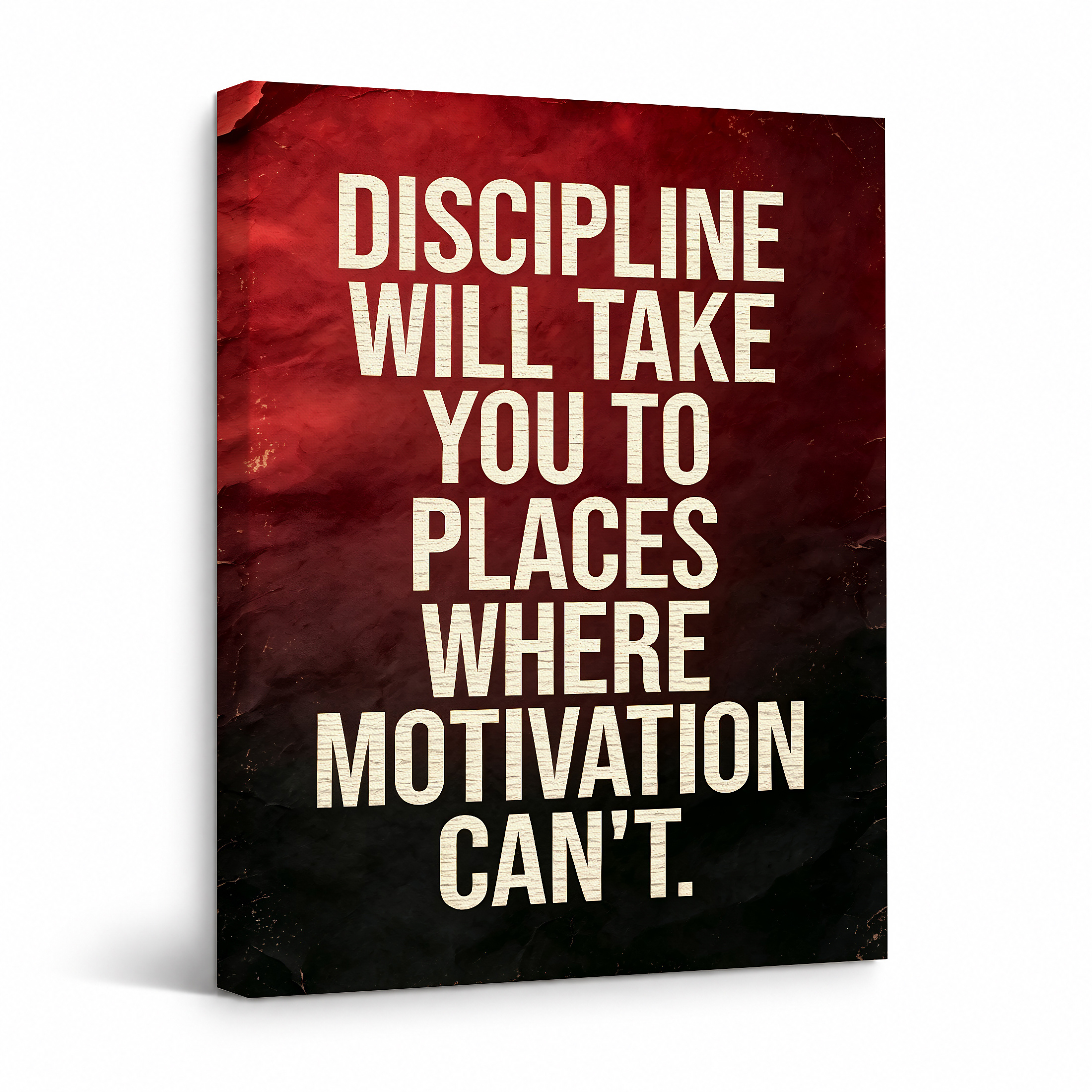 Motivational Red Gradient Framed Canvas Wall Art - Discipline Quote