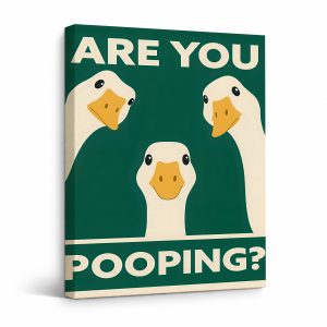 Ducks Are You Pooping? Framed Canvas Wall Art - Humorous Home Decor