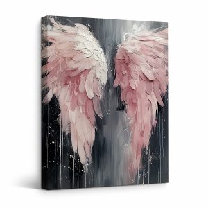 Pink Angel Wings Framed Canvas Wall Art - Ready to Hang
