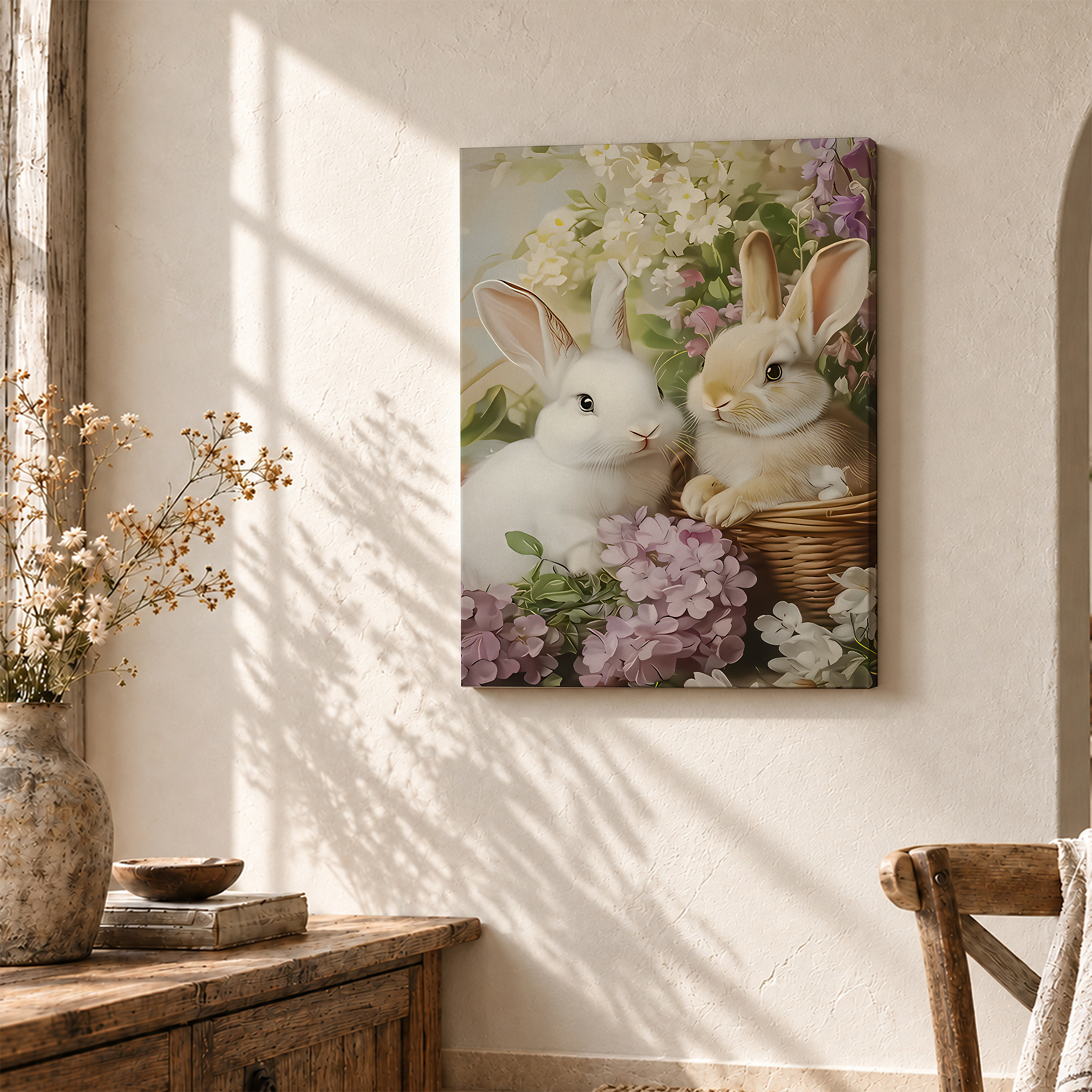 Whimsical Rabbit Garden Framed Canvas Wall Art | Ready to Hang - Image 3