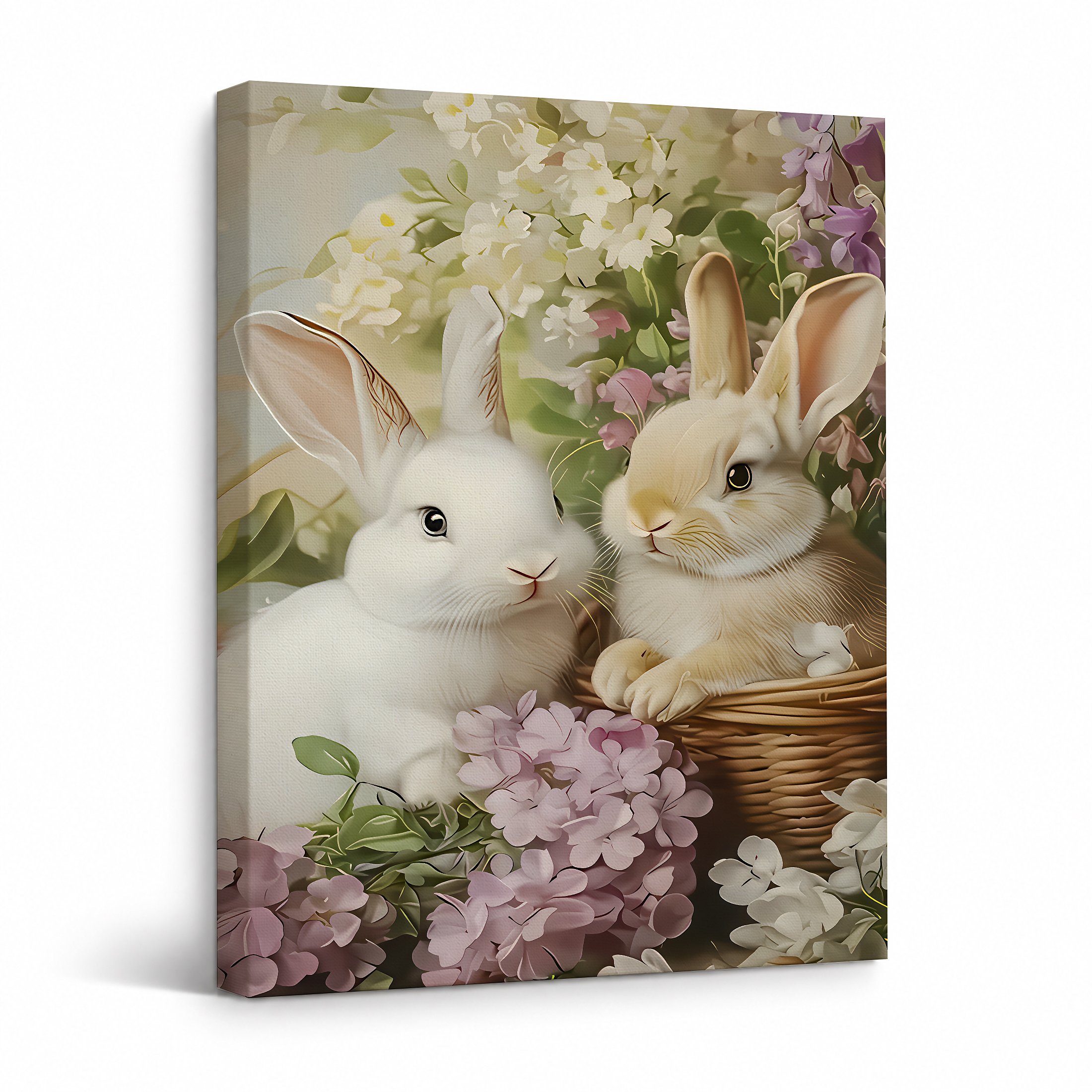 Whimsical Rabbit Garden Framed Canvas Wall Art | Ready to Hang