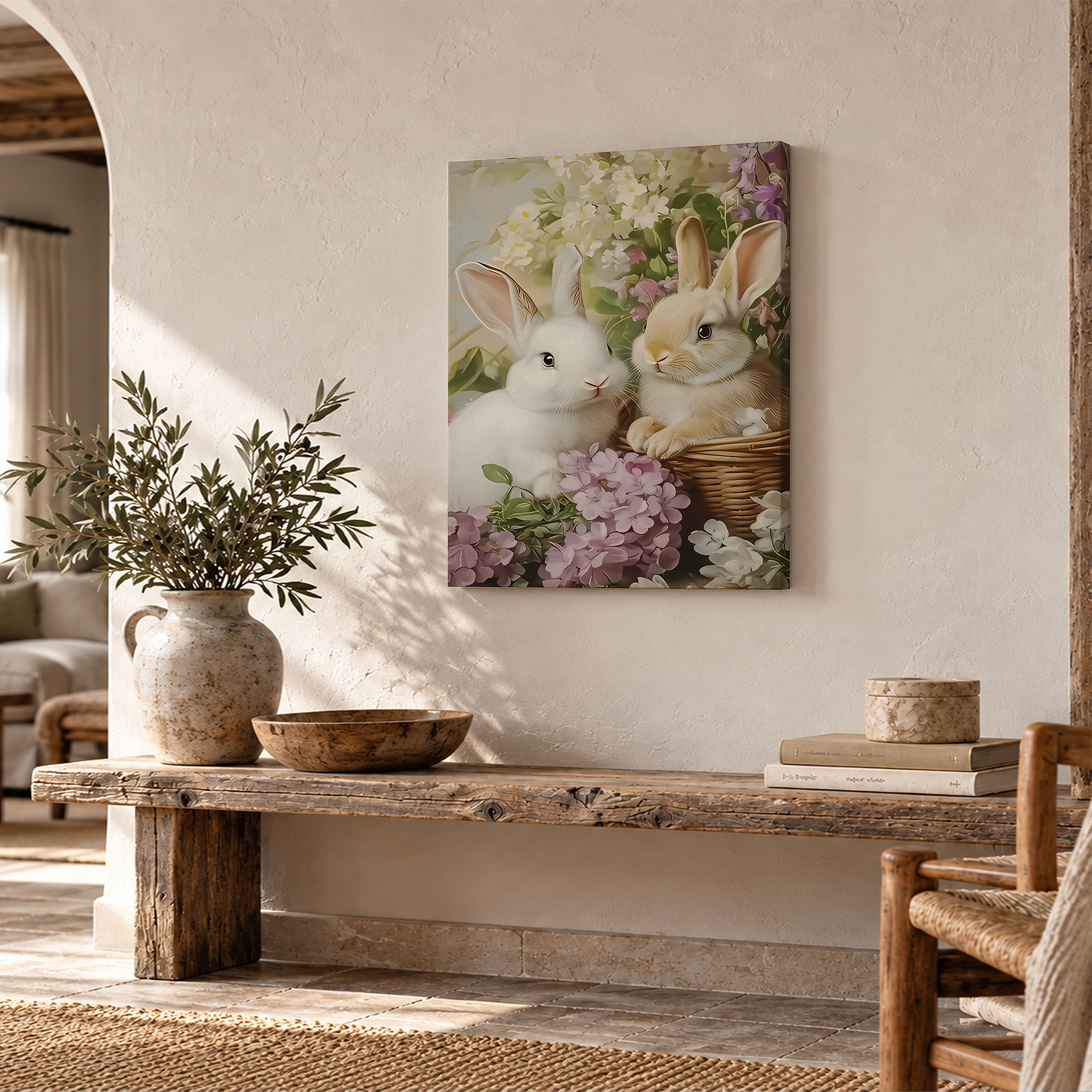 Whimsical Rabbit Garden Framed Canvas Wall Art | Ready to Hang - Image 2