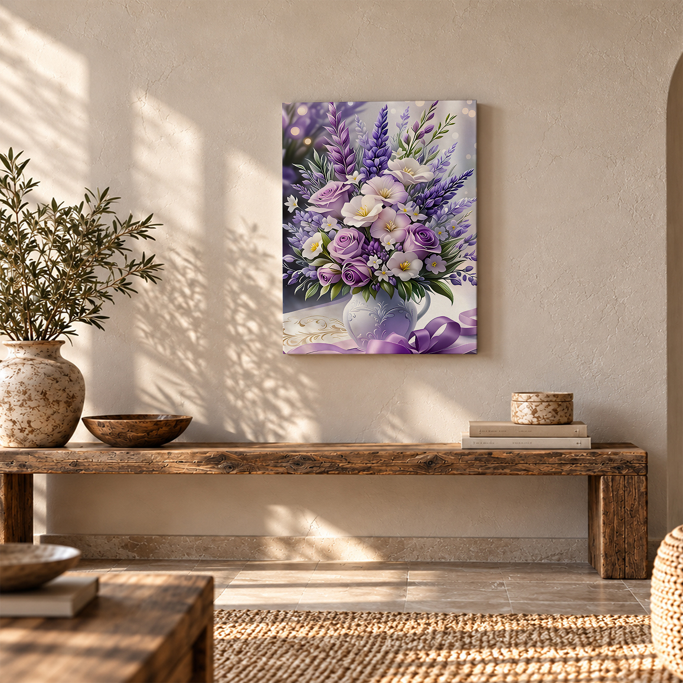 Purple Floral Bouquet Framed Canvas Wall Art Ready to Hang - Image 5