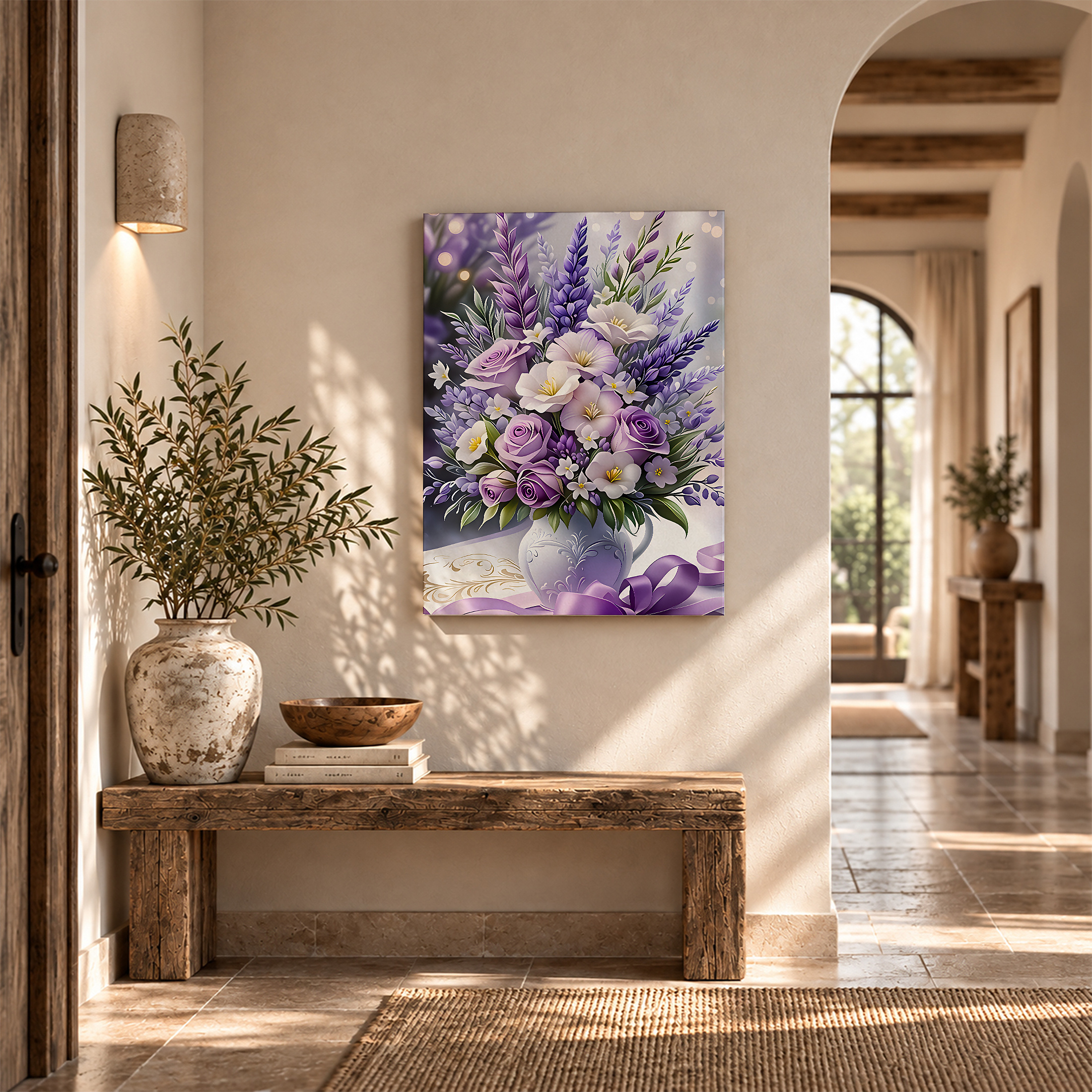 Purple Floral Bouquet Framed Canvas Wall Art Ready to Hang - Image 6
