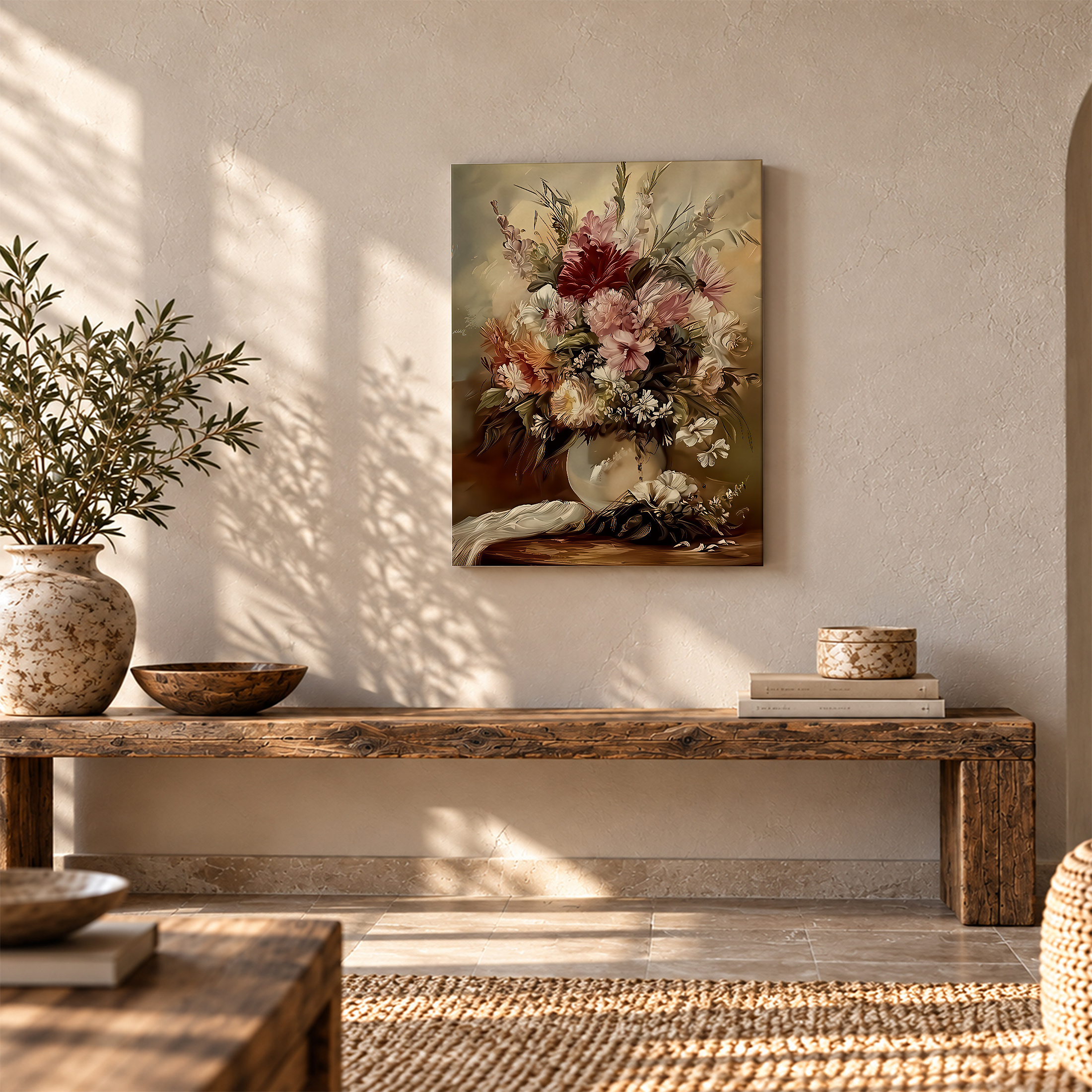 Vintage Floral Still Life Framed Canvas Wall Art - Image 5