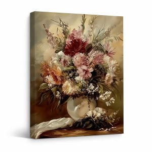 Vintage Floral Still Life Framed Canvas Wall Art