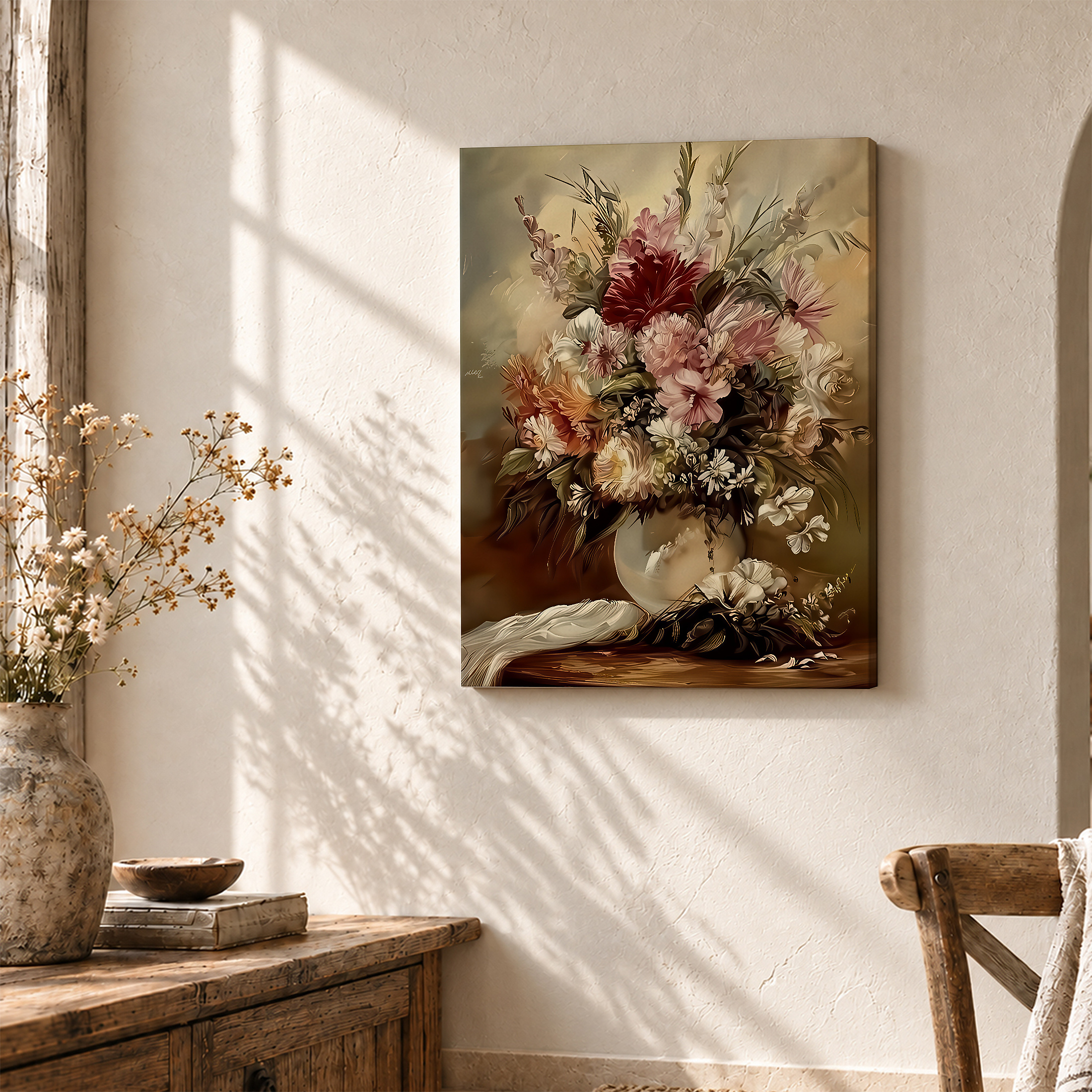 Vintage Floral Still Life Framed Canvas Wall Art - Image 3