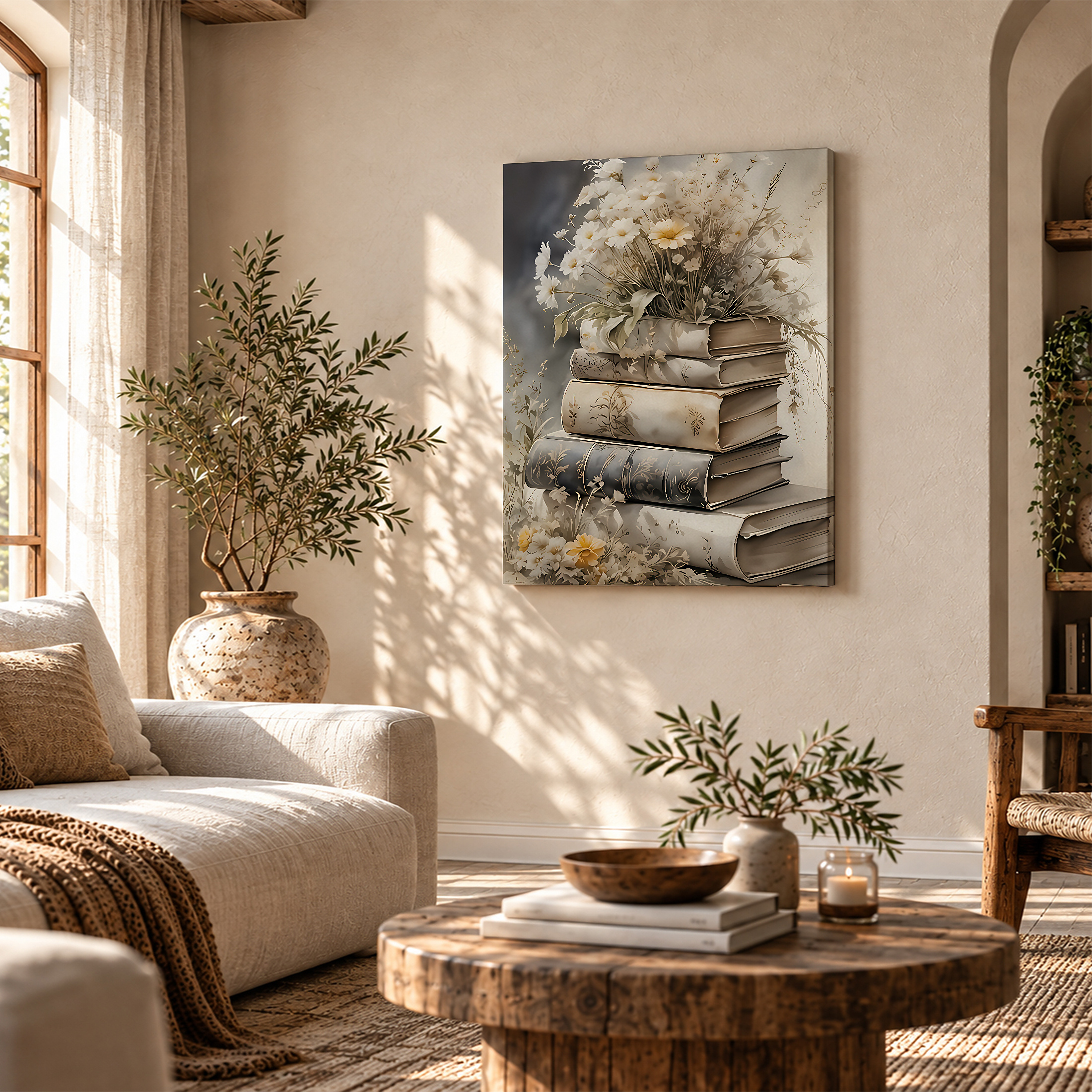 Vintage Book & Floral Bouquet Framed Canvas Wall Art | Ready to Hang - Image 4