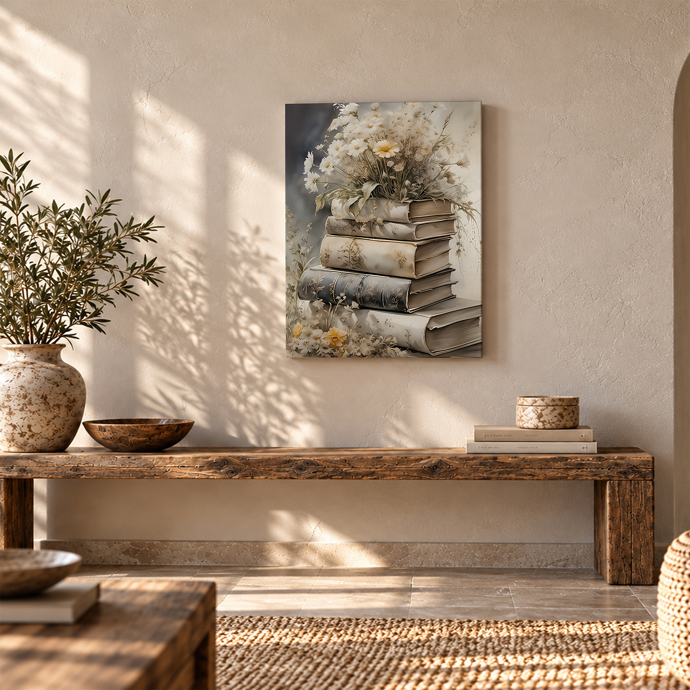 Vintage Book & Floral Bouquet Framed Canvas Wall Art | Ready to Hang - Image 5
