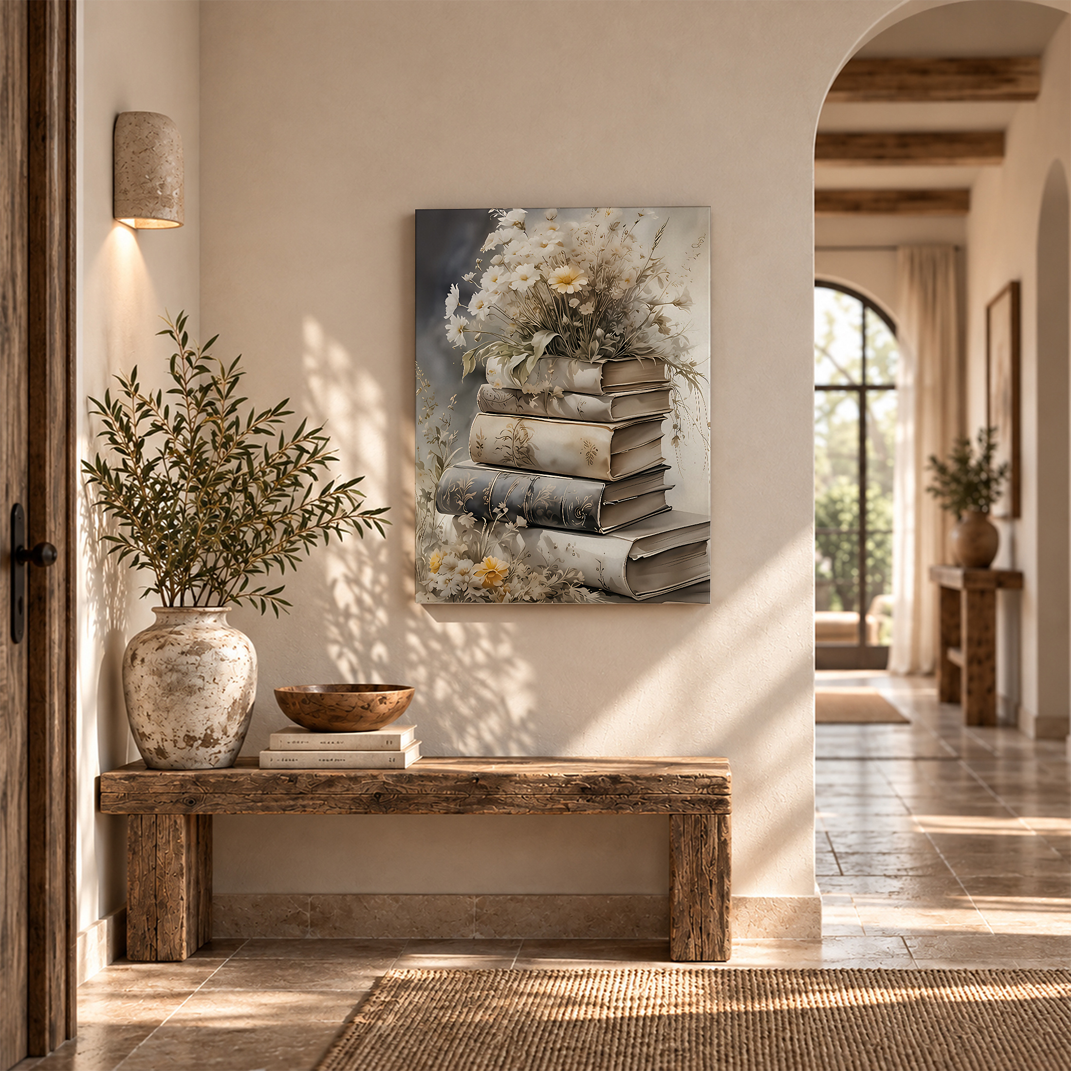Vintage Book & Floral Bouquet Framed Canvas Wall Art | Ready to Hang - Image 6