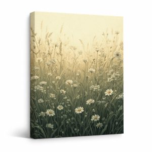 Golden Wildflower Meadow Framed Canvas Wall Art