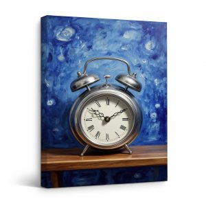 Starry Night Alarm Clock Framed Canvas Wall Art - Ready to Hang