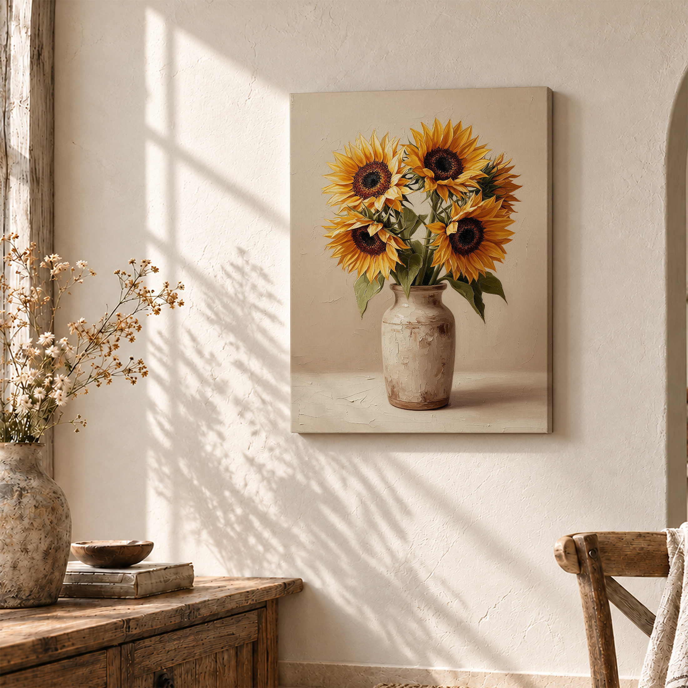 Sunflower Bouquet Framed Canvas Wall Art - Ready to Hang - Image 3