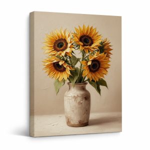 Sunflower Bouquet Framed Canvas Wall Art - Ready to Hang