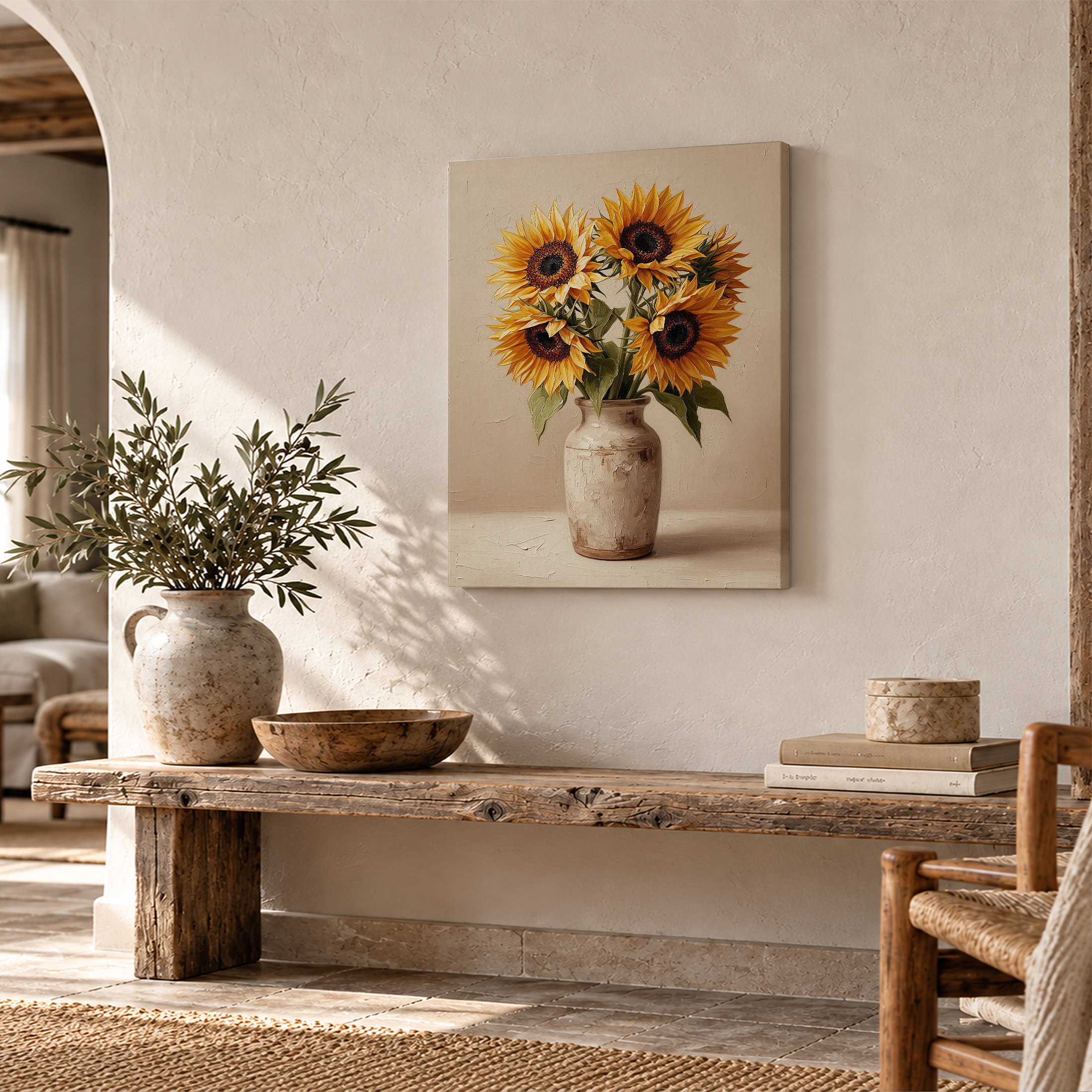 Sunflower Bouquet Framed Canvas Wall Art - Ready to Hang - Image 2
