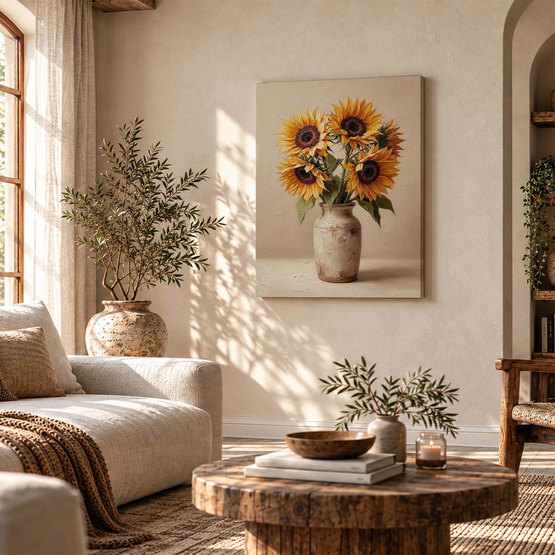 Sunflower Bouquet Framed Canvas Wall Art - Ready to Hang - Image 4