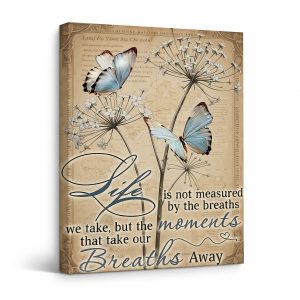 Butterfly & Dandelion Vintage Inspirational Framed Canvas Wall Art