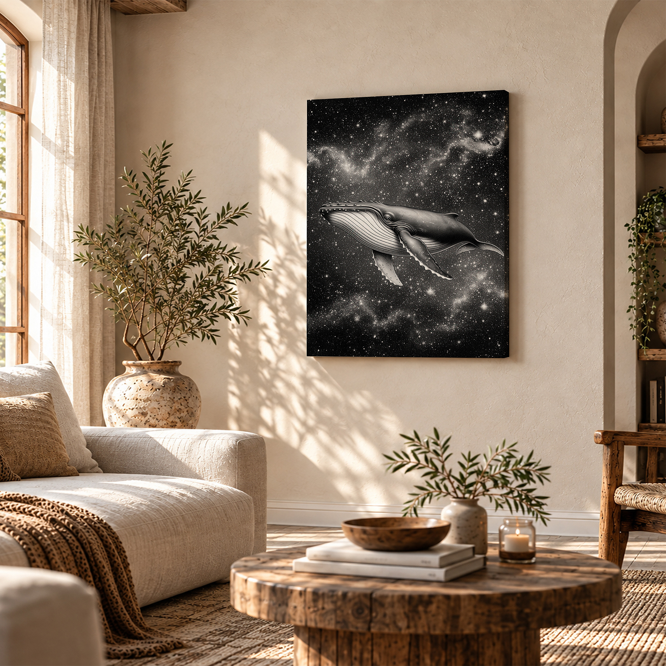 Stellar Whale in Cosmic Galaxy Framed Canvas Wall Art - Image 4