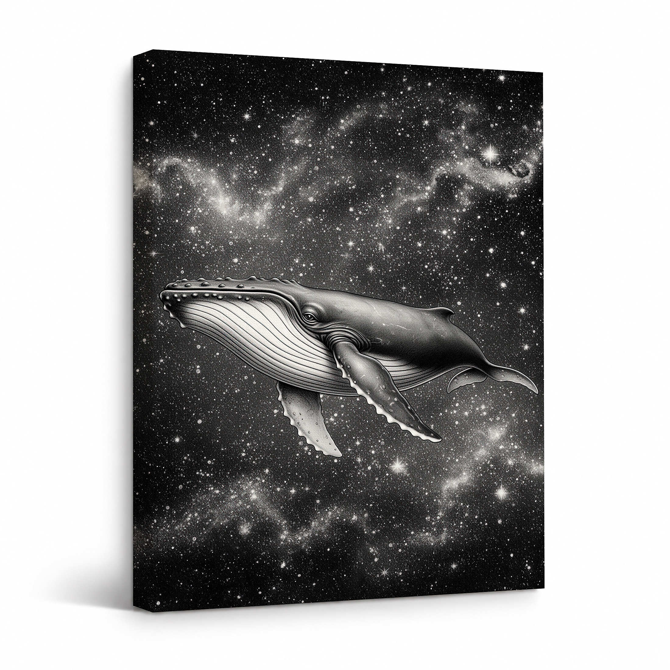 Stellar Whale in Cosmic Galaxy Framed Canvas Wall Art