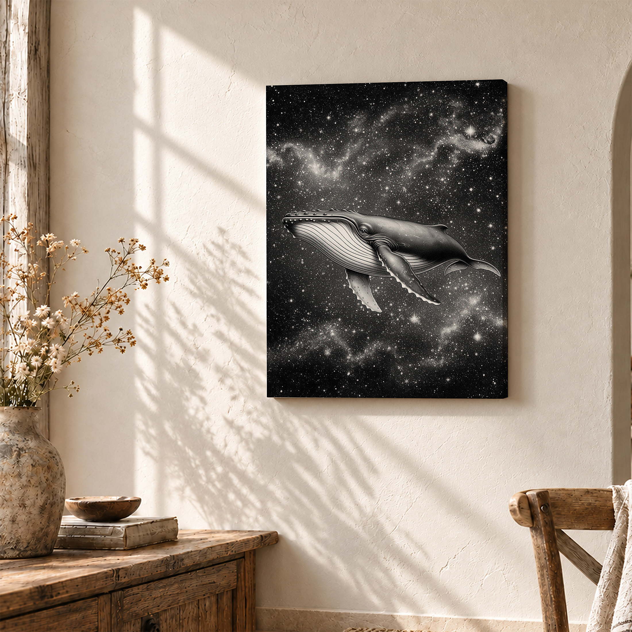 Stellar Whale in Cosmic Galaxy Framed Canvas Wall Art - Image 3