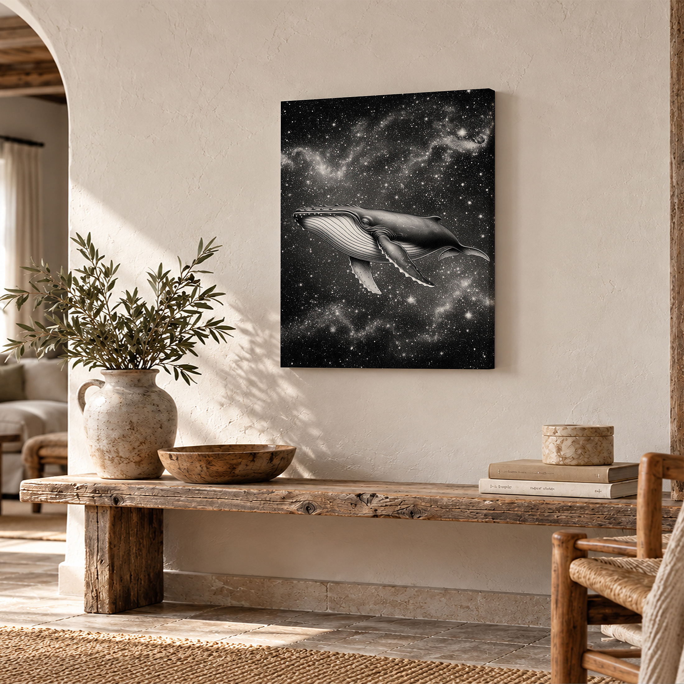 Stellar Whale in Cosmic Galaxy Framed Canvas Wall Art - Image 2