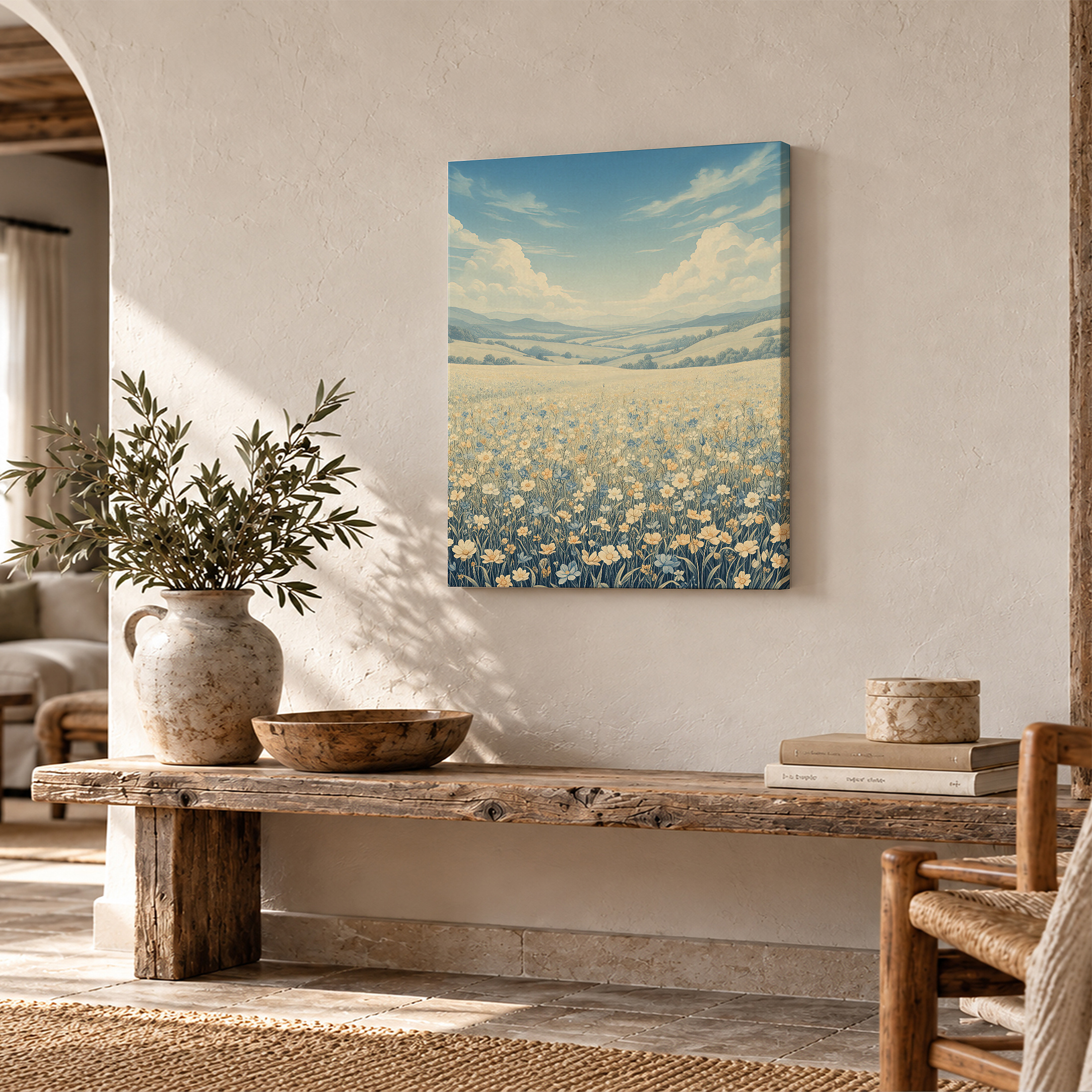 Dreamy Flower Field Framed Canvas Wall Art | Ready to Hang - Image 2