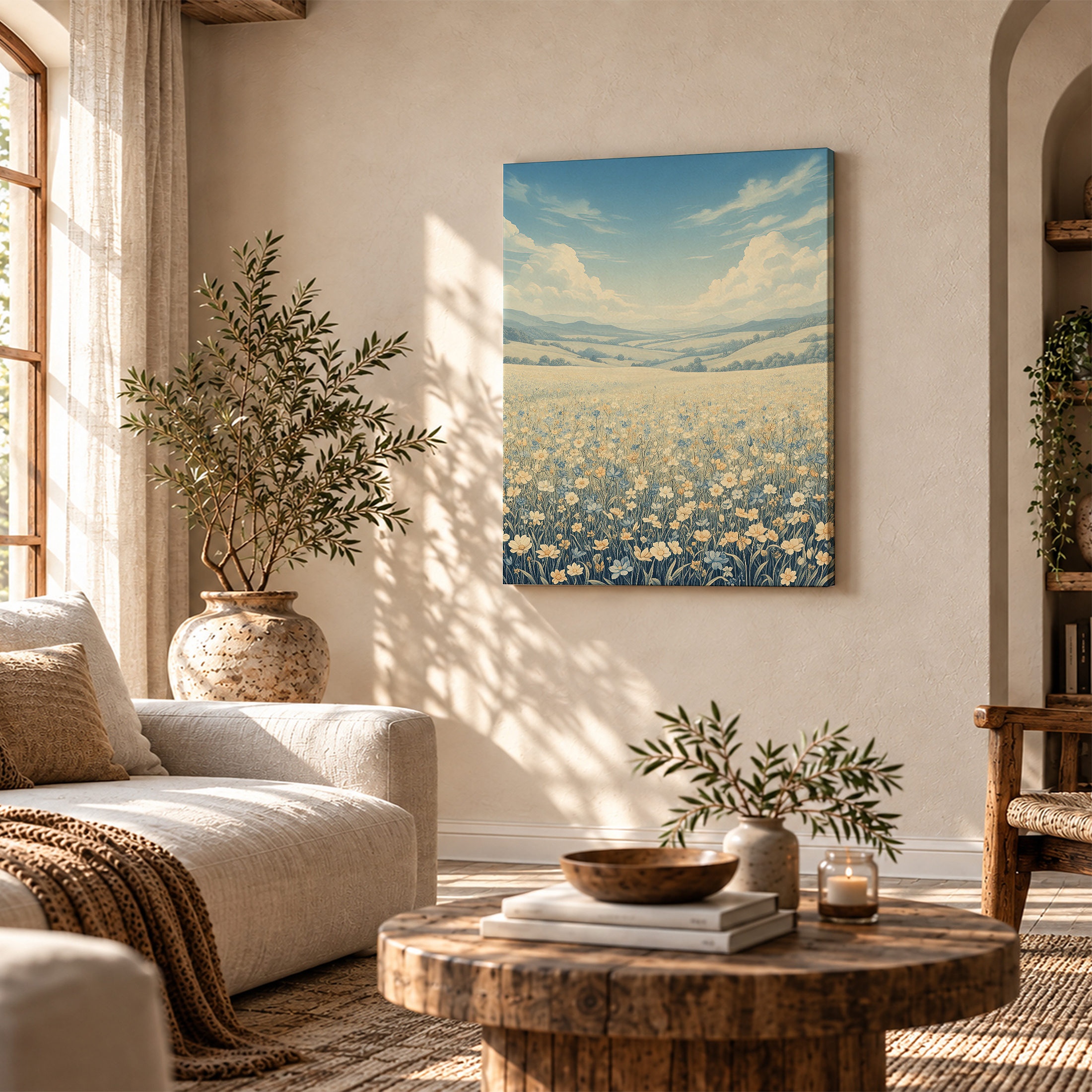 Dreamy Flower Field Framed Canvas Wall Art | Ready to Hang - Image 4