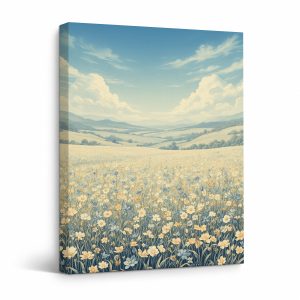 Dreamy Flower Field Framed Canvas Wall Art | Ready to Hang