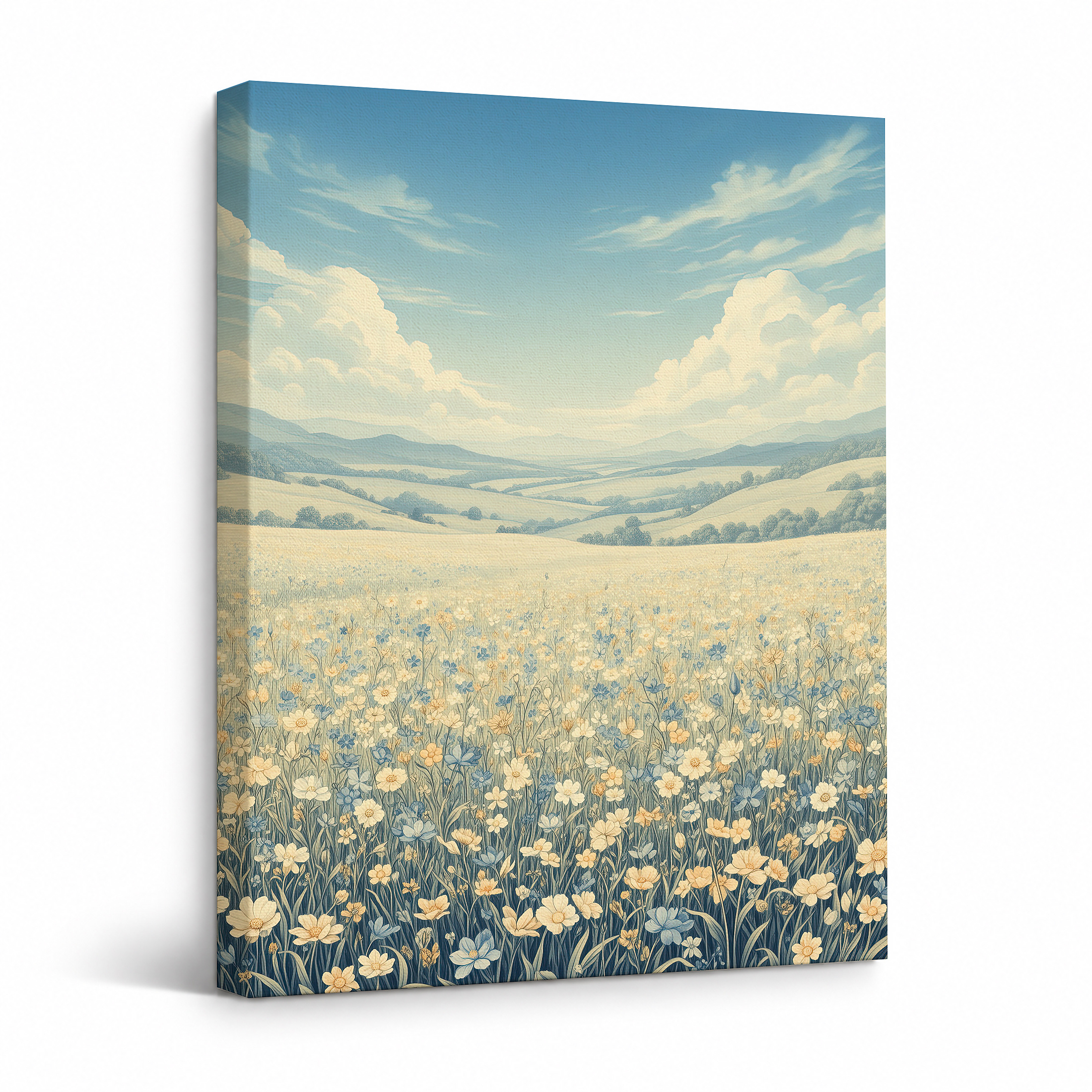 Dreamy Flower Field Framed Canvas Wall Art | Ready to Hang