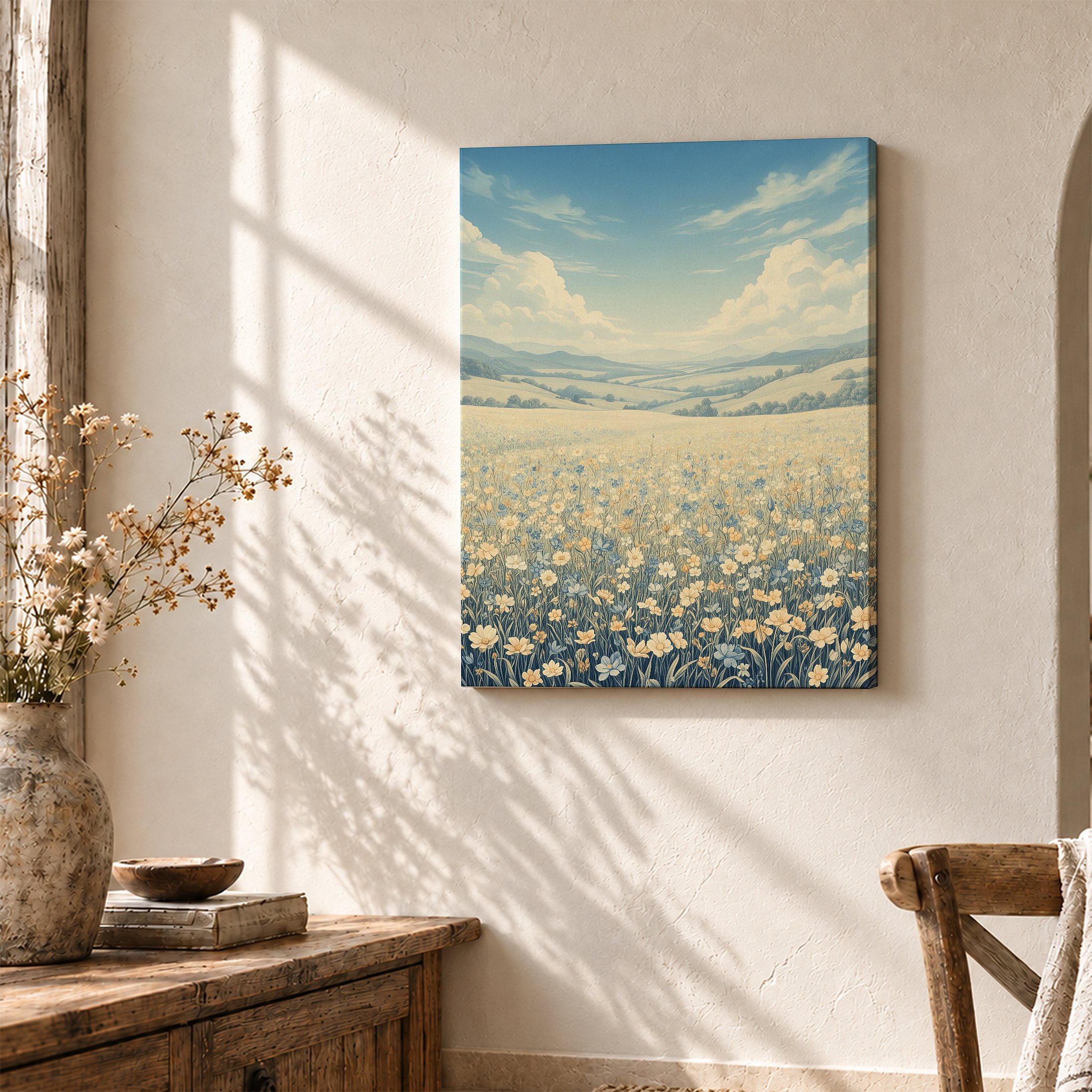 Dreamy Flower Field Framed Canvas Wall Art | Ready to Hang - Image 3