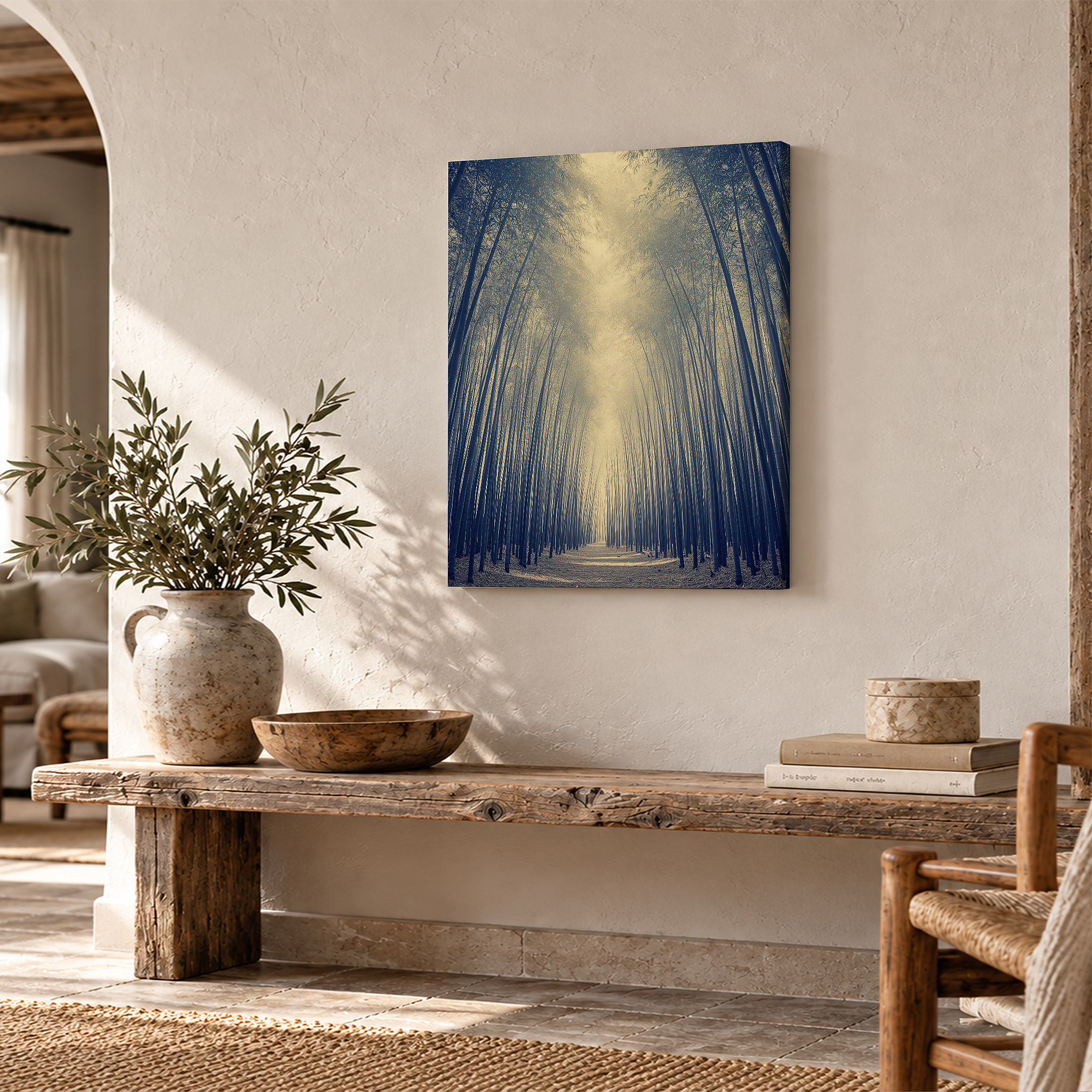 Bamboo Forest Path Framed Canvas Wall Art - Serene Nature Decor - Image 2